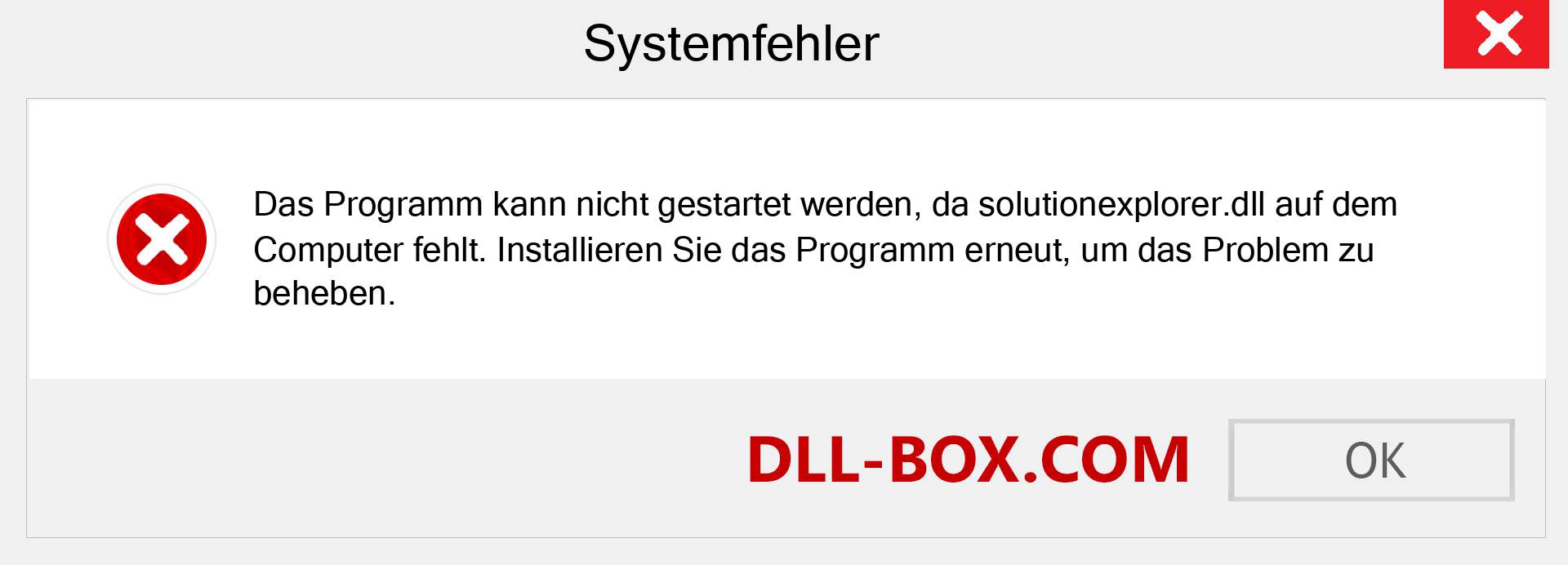 solutionexplorer.dll-Datei fehlt?. Download für Windows 7, 8, 10 - Fix solutionexplorer dll Missing Error unter Windows, Fotos, Bildern